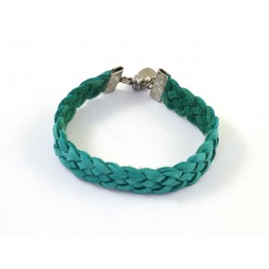 Bracelet tressé cuir de daim turquoise
